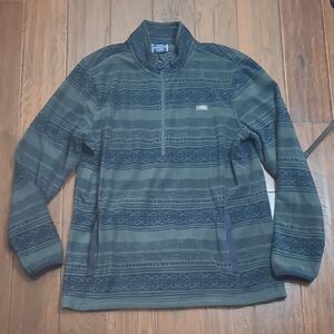 AFTCO Green & Navy Blue Patterned Quarter-Zip Fleece Pullover Size XL